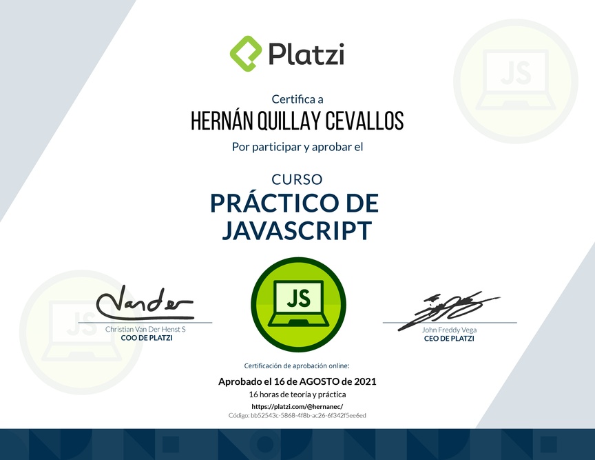Diploma del Curso Práctico de JavaScript