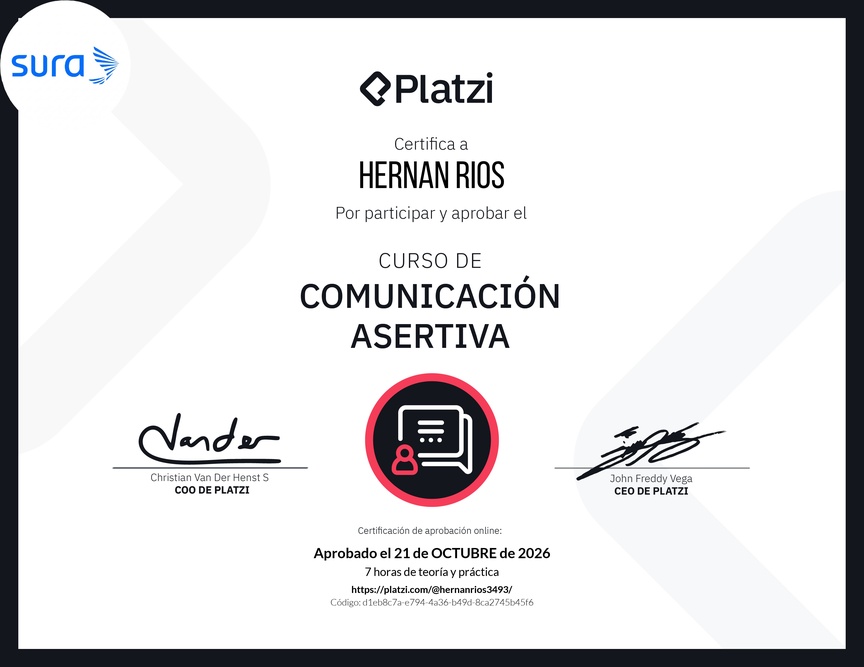 Diploma del Curso de Comunicación Asertiva