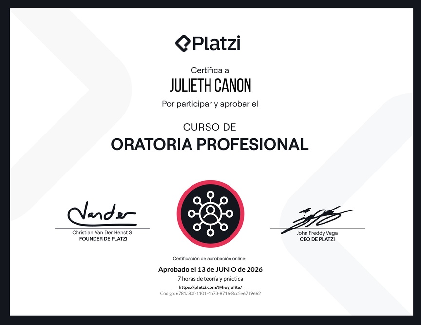 Diploma del Curso de Oratoria Profesional