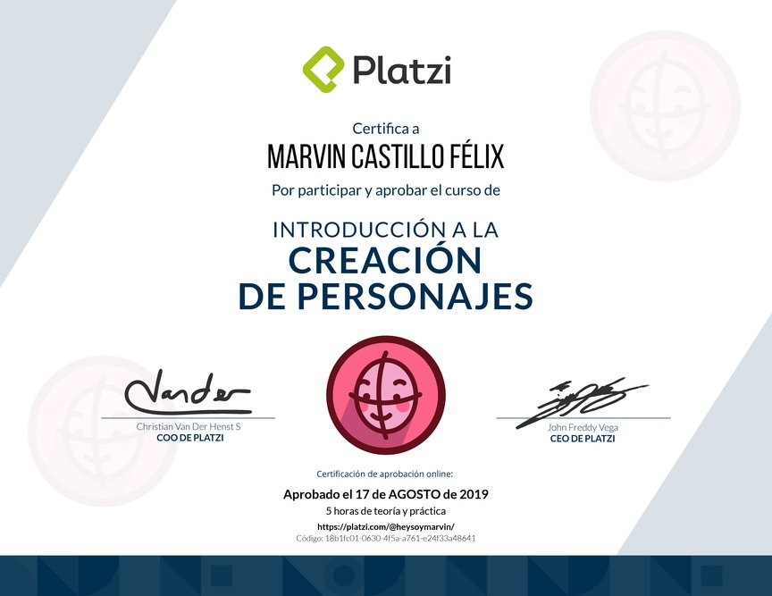 Diploma de Introducción a la Creación de Personajes 2018