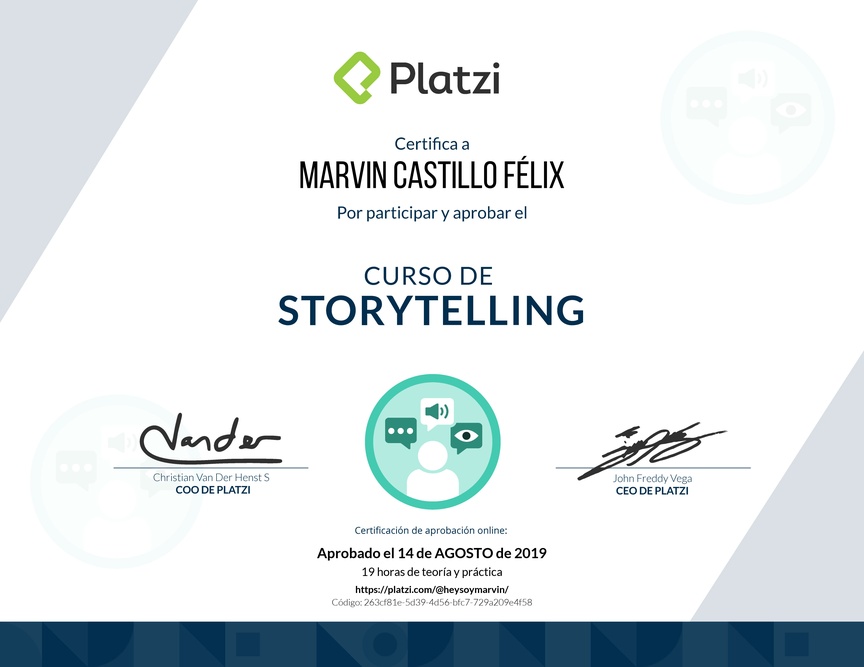 Diploma del Curso Básico de Storytelling