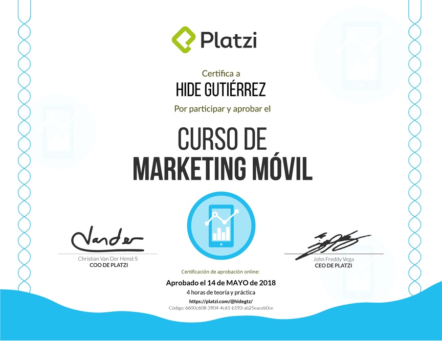 Diploma del Curso de Marketing Móvil 2017