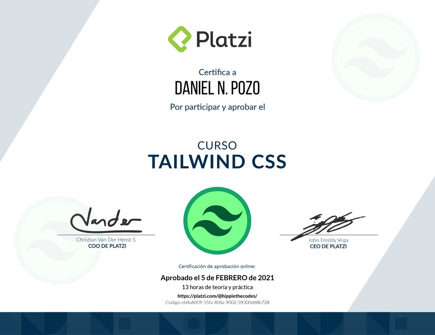Diploma del Curso de Tailwind CSS 1
