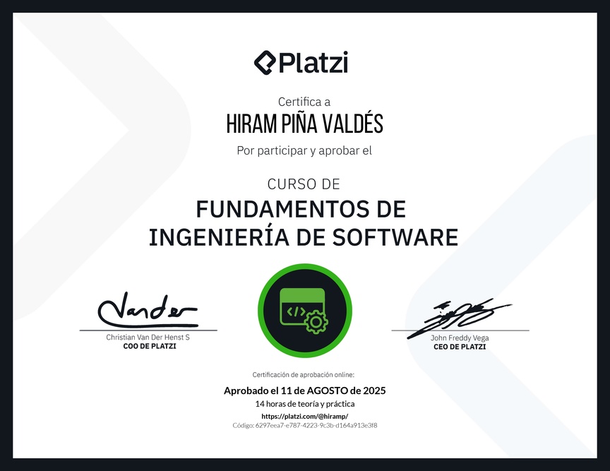 Diploma del Curso de Fundamentos de Ingeniería de Software