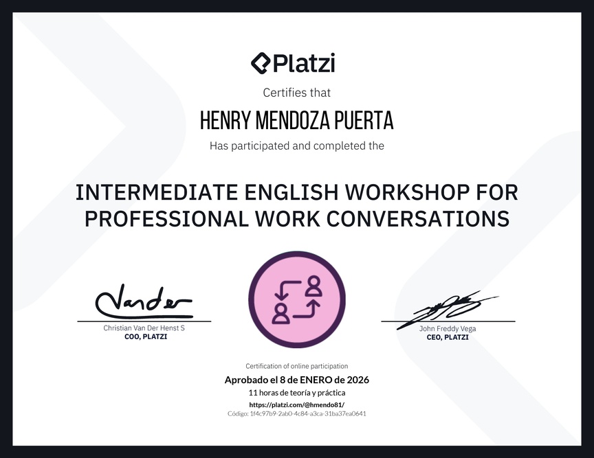 Diploma del Curso de Inglés Práctico para Conversaciones de Trabajo