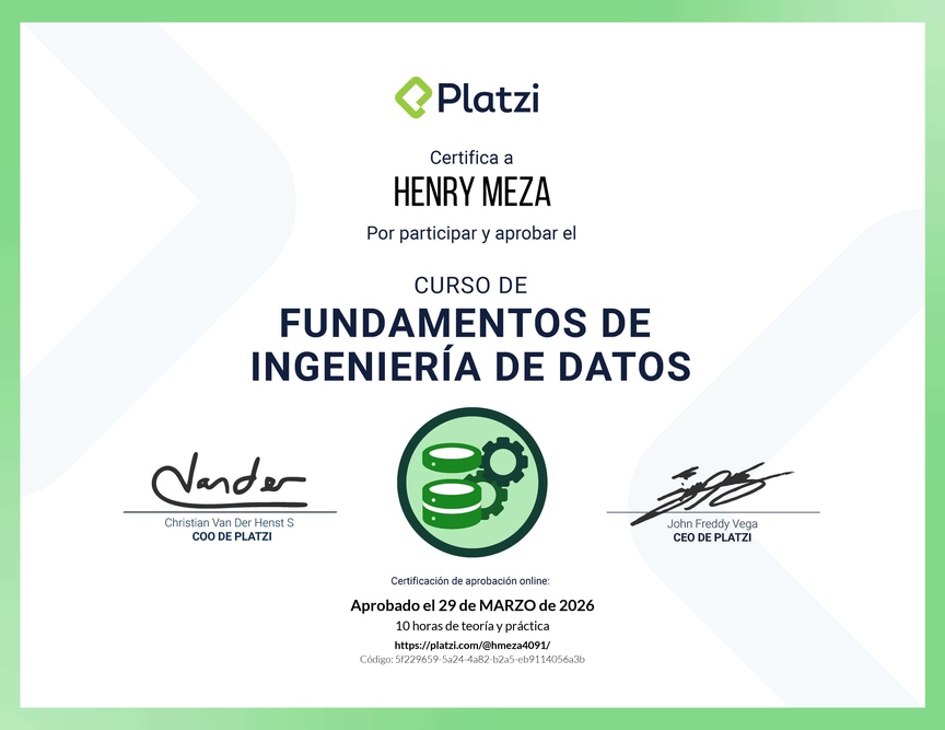 Diploma del Curso de Fundamentos de Ingeniería de Datos