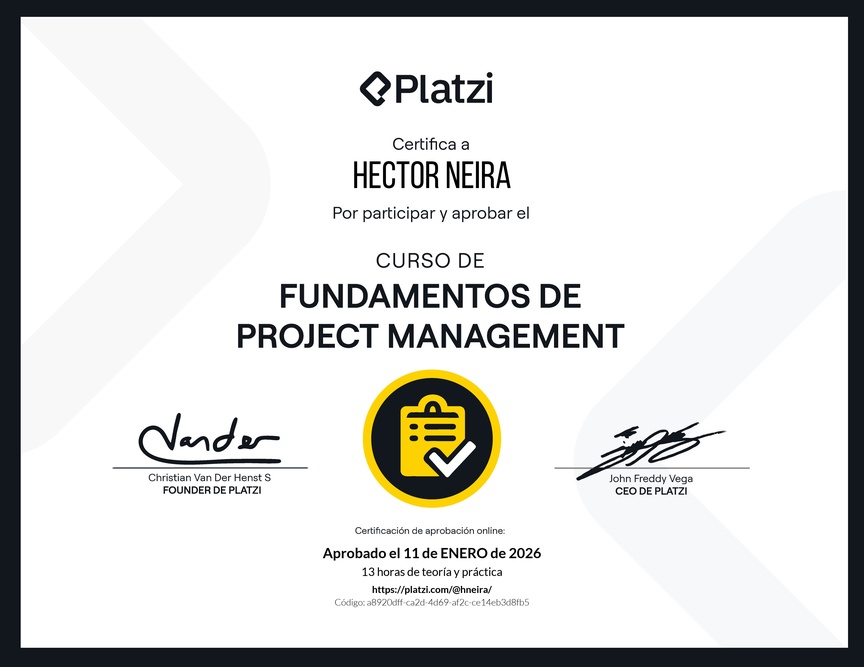 Diploma del Curso de Fundamentos de Project Management