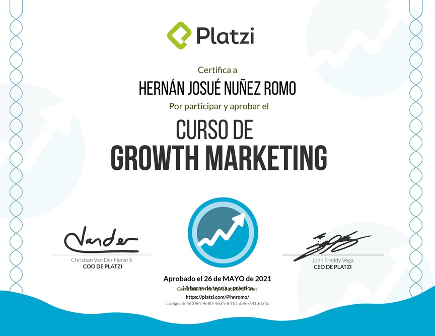 Diploma del Curso de Growth Marketing 2016