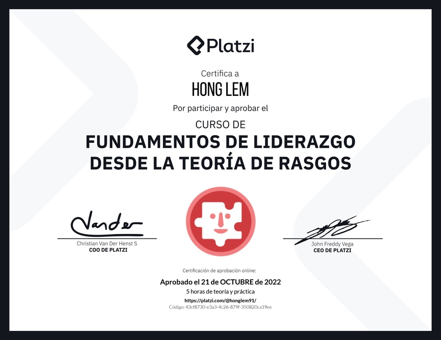 Diploma del Curso de Fundamentos de Liderazgo: Reconoce las Características de un Líder