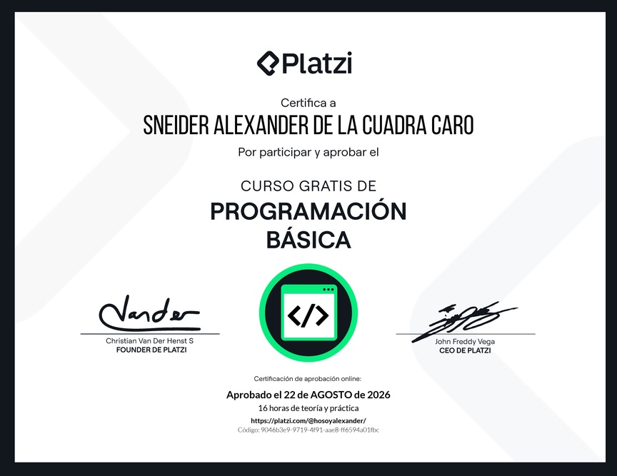 Diploma del Curso Gratis de Programación Básica