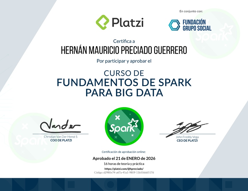 Diploma del Curso de Fundamentos de Spark para Big Data