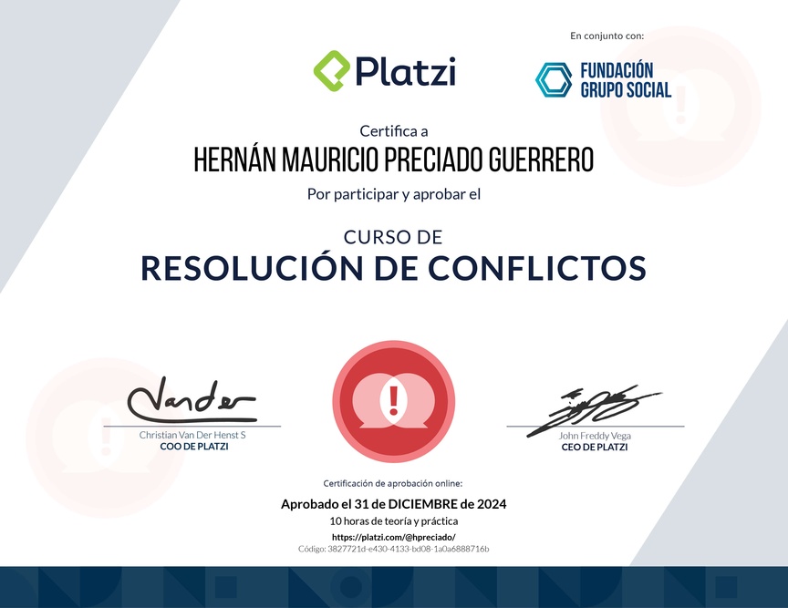 Diploma del Curso de Resolución de Conflictos