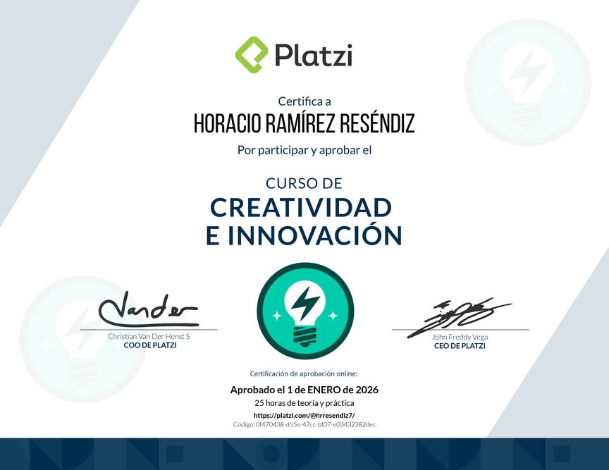 Diploma del Curso de Creatividad e Innovación