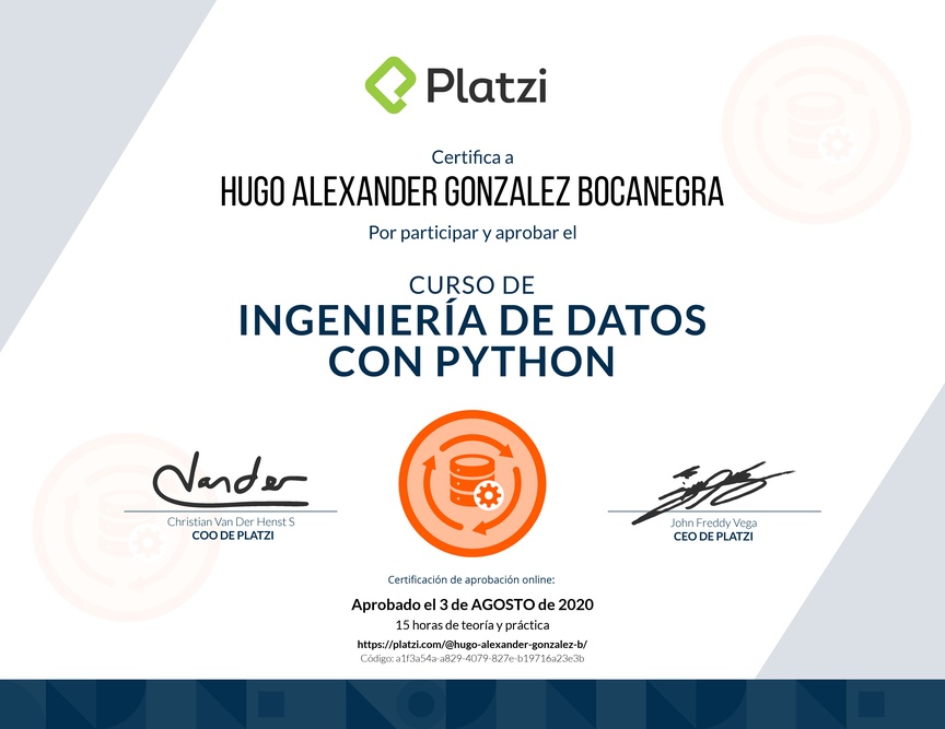 Diploma del Curso de Ingeniería de Datos con Python