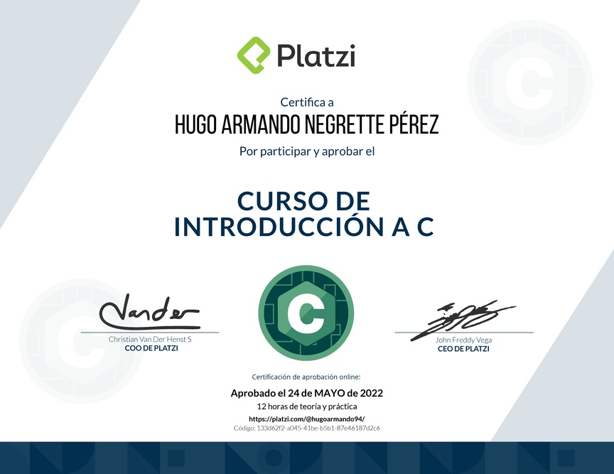 Diploma del Curso de Introducción a C