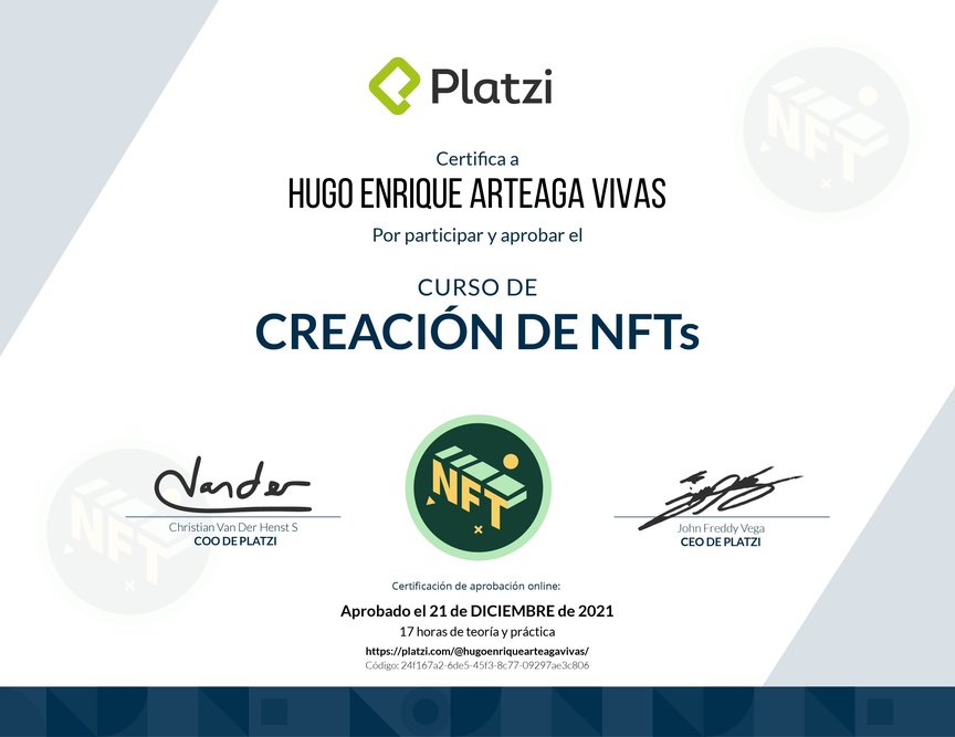 Diploma del Curso de Creación de NFT