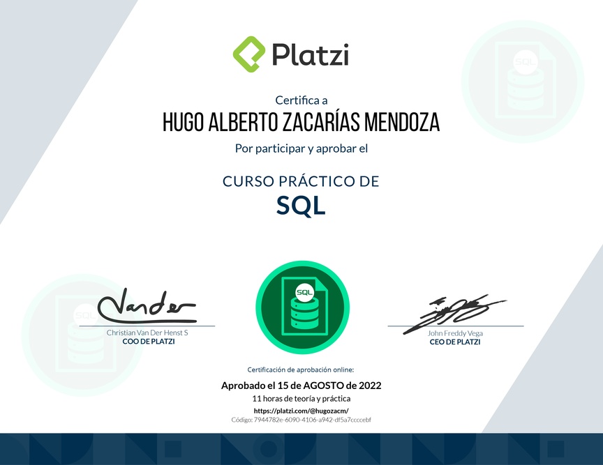 Diploma del Curso Práctico de SQL