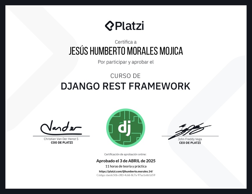 Diploma del Curso de Django Rest Framework