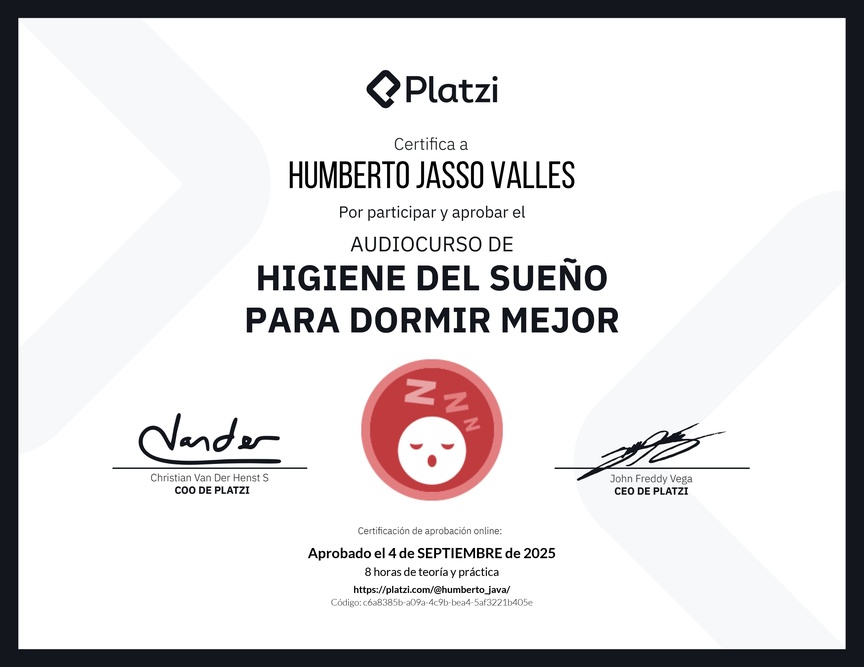 Diploma de Audiocurso de Higiene del Sueño para Dormir Mejor