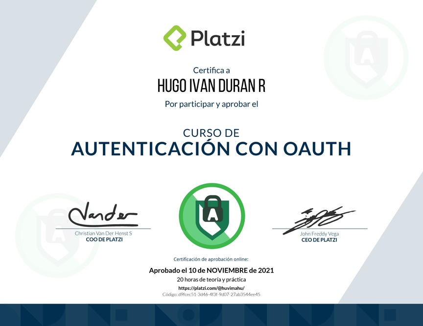 Diploma del Curso de Autenticación con OAuth
