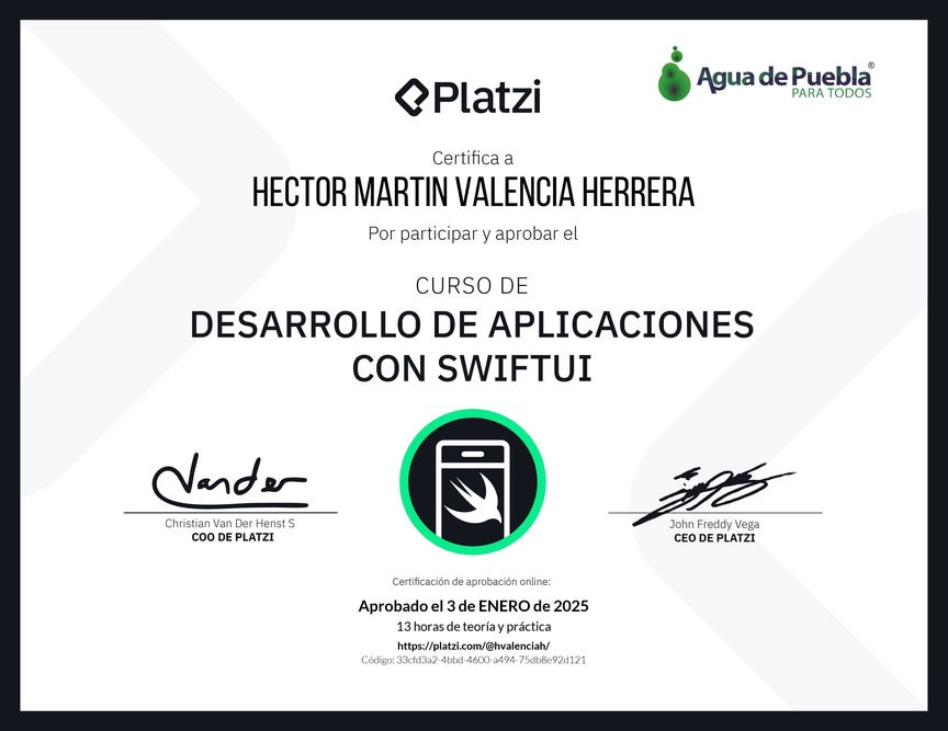 Diploma del Curso de Desarrollo de Aplicaciones con SwiftUI