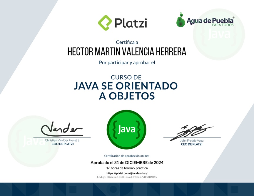 Diploma del Curso de Java SE Orientado a Objetos