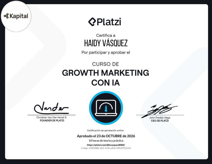 Diploma del Curso de Growth Marketing con Inteligencia Artificial