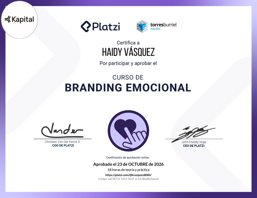 Diploma del Curso de Branding Emocional
