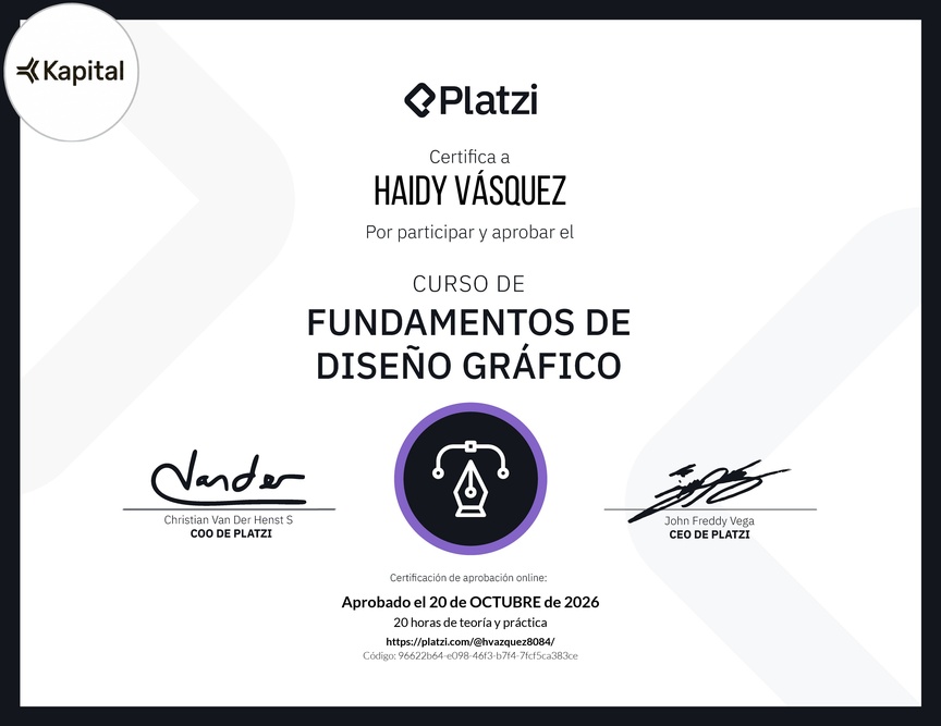Diploma del Curso de Fundamentos de Diseño Gráfico