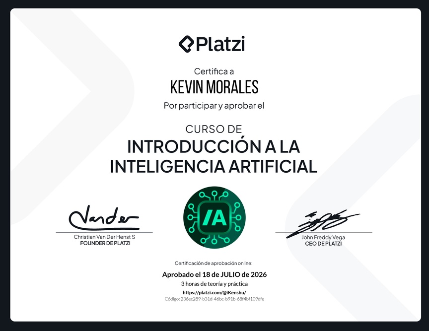 Diploma del Curso de Introducción a la Inteligencia Artificial