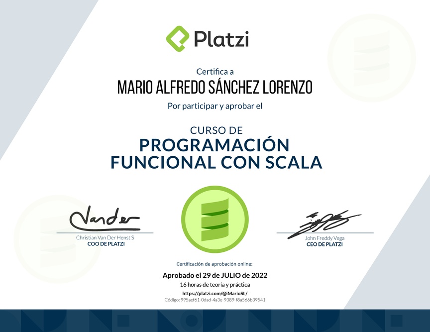 Diploma del Curso de Scala básico