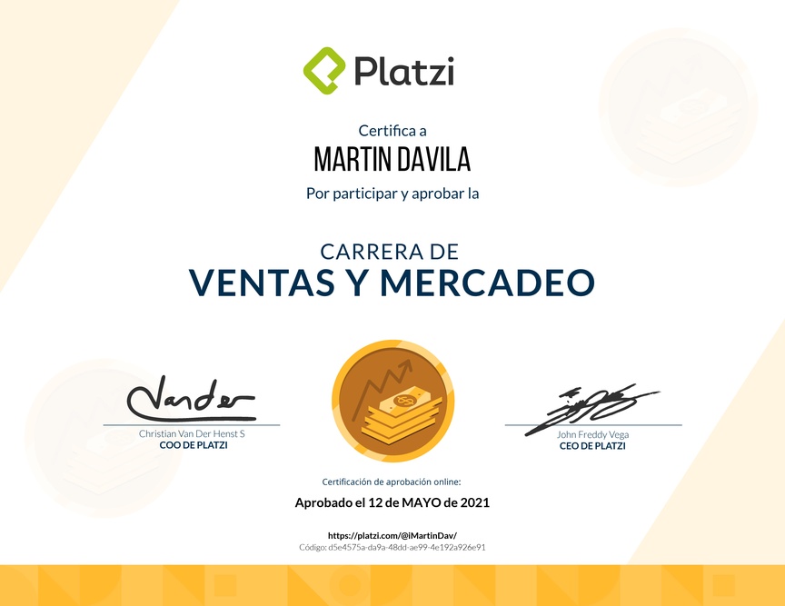 Diploma de la Ruta de Aprendizaje de Marketing y Ventas