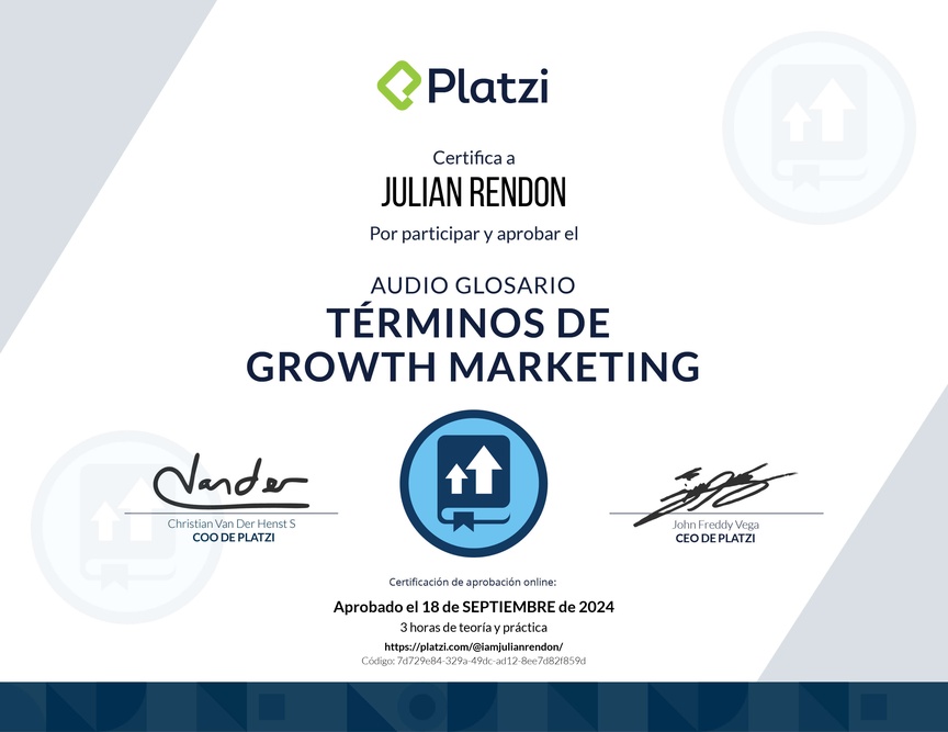 Diploma de Audioglosario: Aprende los Términos Básicos de Growth Marketing