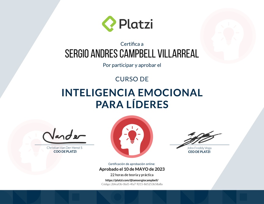 Diploma del Curso de Inteligencia Emocional para Líderes