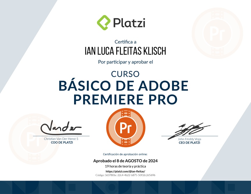 Diploma del Curso de Adobe Premiere Pro
