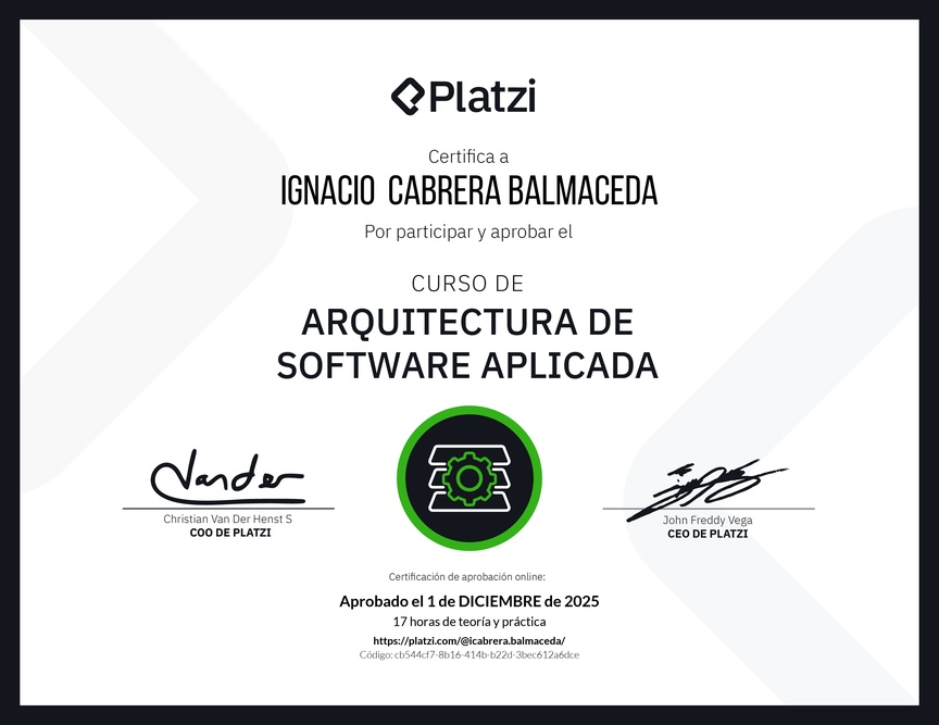 Diploma del Curso de Arquitectura de Software Aplicada