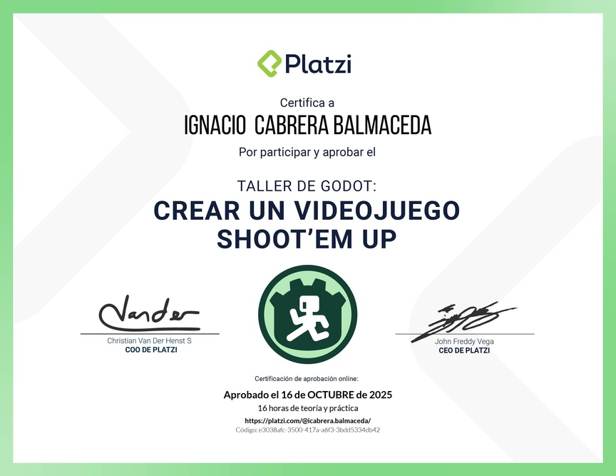 Diploma de Taller de Godot: Crear un Videojuego Shoot’em Up