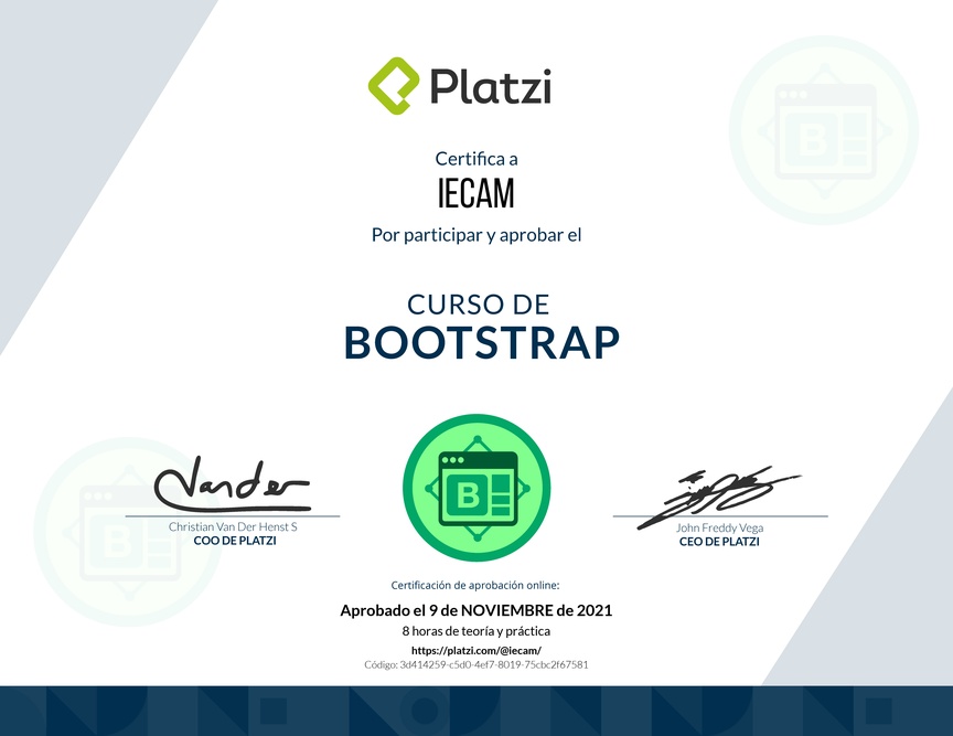 Diploma del Curso de Bootstrap 4