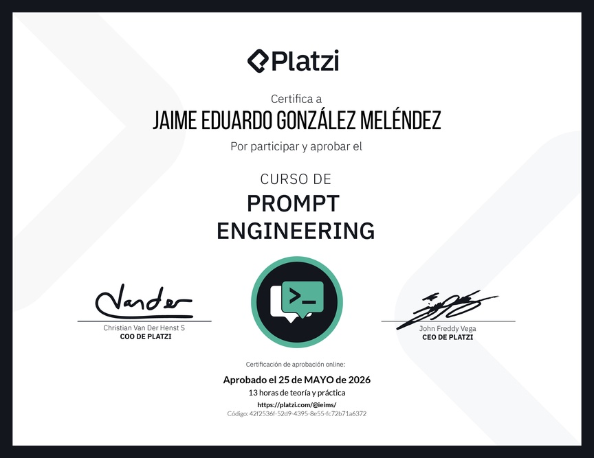 Diploma del Curso de Prompt Engineering