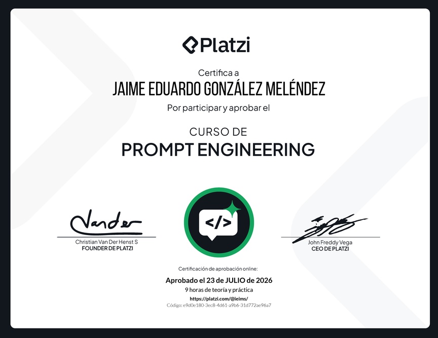 Diploma del Curso de Prompt Engineering