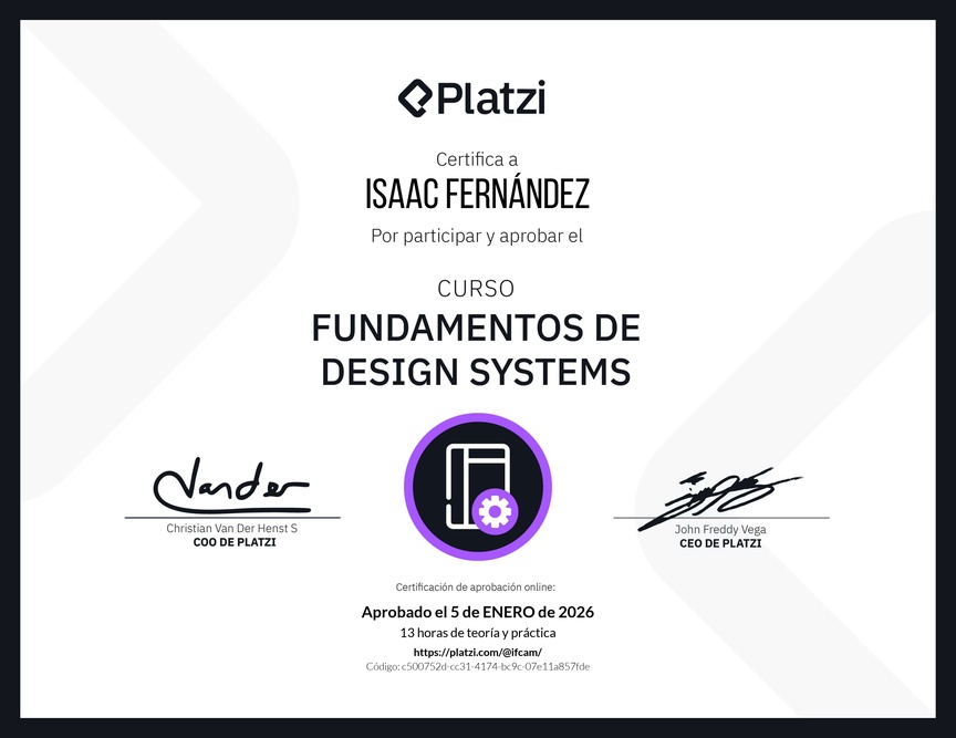 Diploma del Curso de Fundamentos de Design Systems