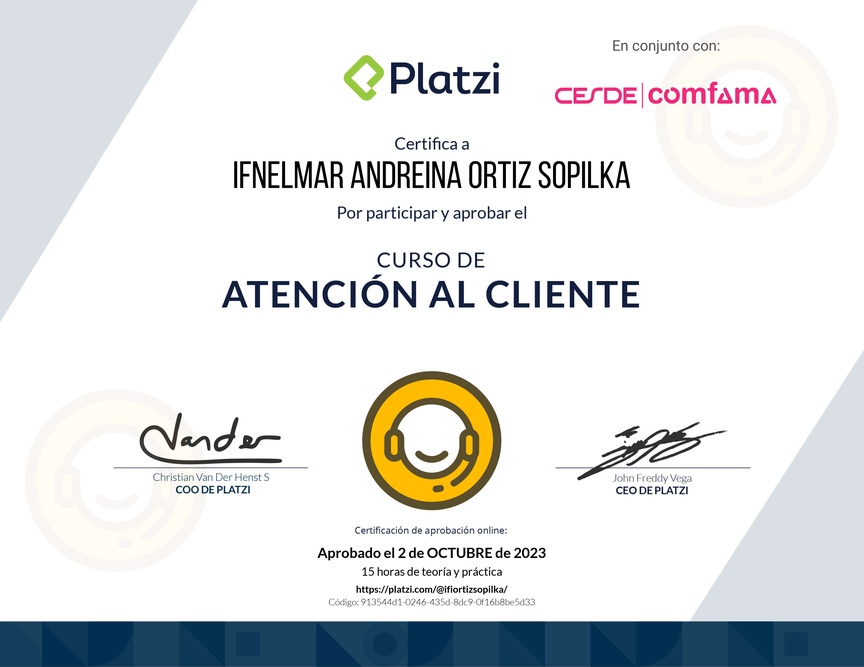 Diploma del Curso de Atención al Cliente