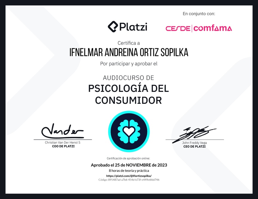 Diploma de Audiocurso de Psicología del Consumidor