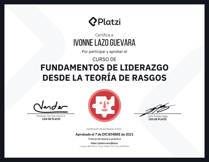 Diploma del Curso de Fundamentos de Liderazgo: Reconoce las Características de un Líder