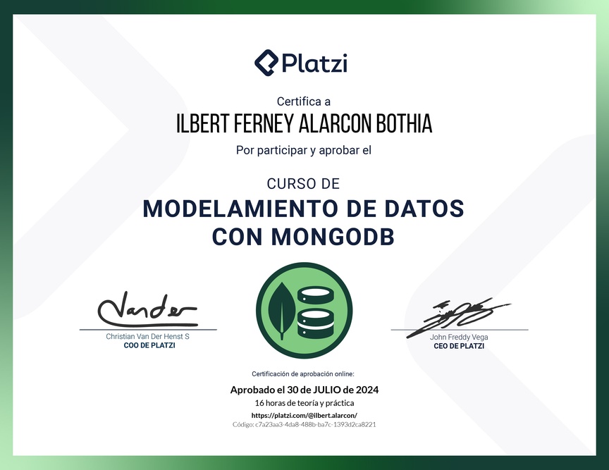 Diploma del Curso de Modelado de Datos en MongoDB
