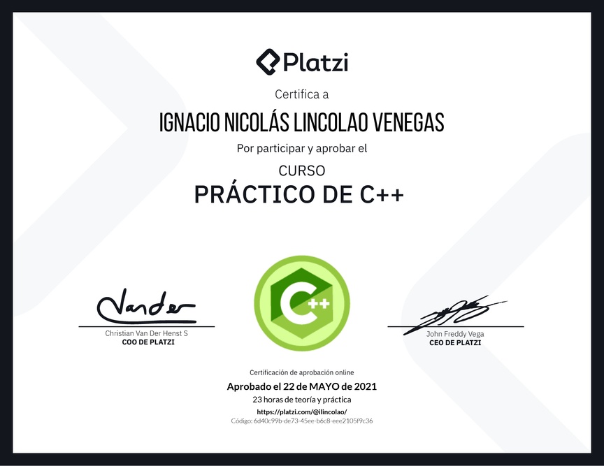 Diploma del Curso Práctico de C++