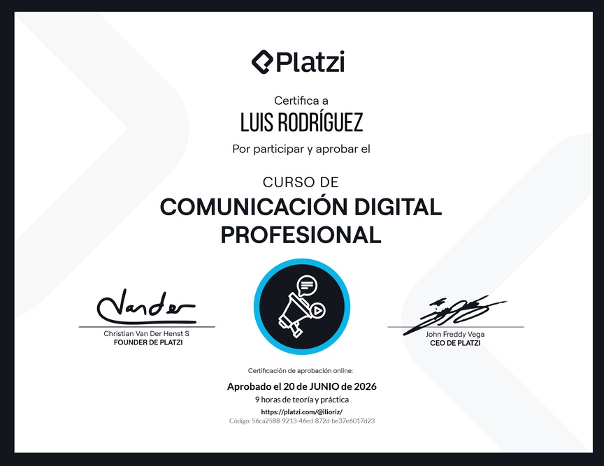 Diploma del Curso de Comunicación Digital Profesional