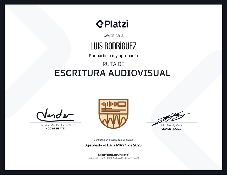 Diploma de la Ruta de Aprendizaje de Escritura Audiovisual