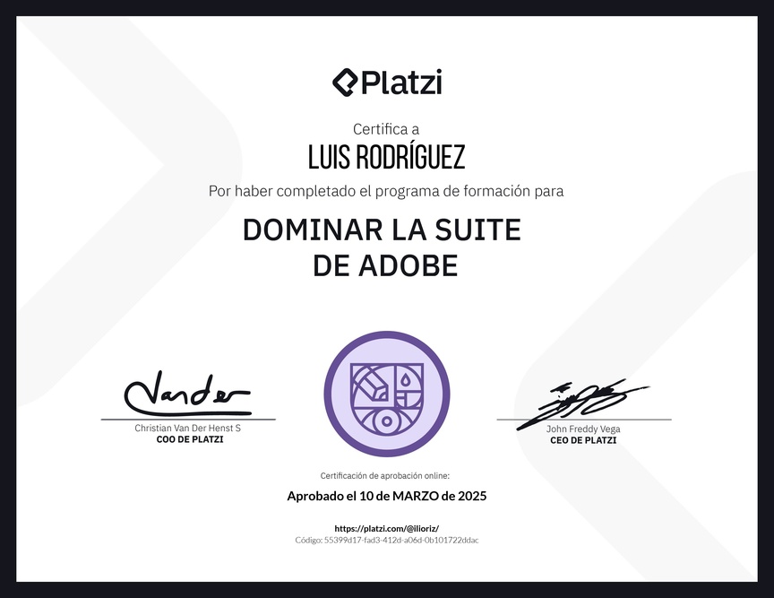 Diploma de la Ruta de Aprendizaje de Domina la Suite de Adobe