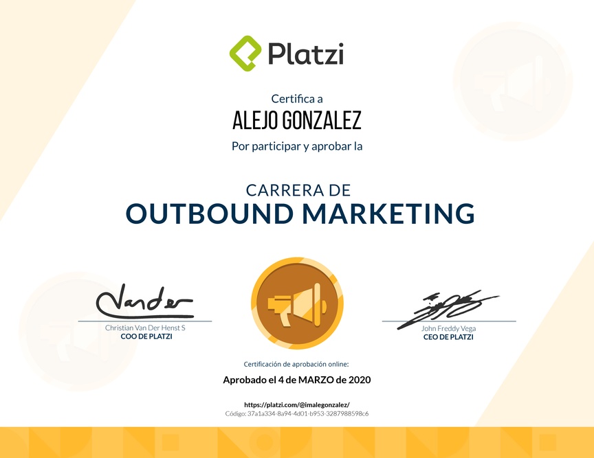 Diploma de la Ruta de Aprendizaje de Outbound Marketing